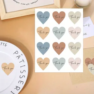 Heart-shaped Thank you stickers for handmade gift packaging and DIY decorative envelopes