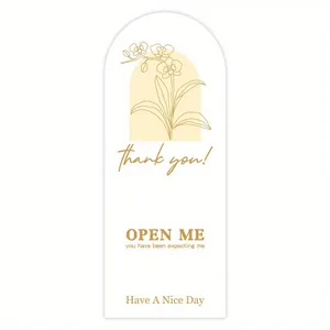 Elegant floral arch seal sticker with Thank You and Open Me text for gift boxes