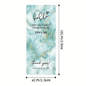 Λεπτομέρεια διαστάσεων του ορθογώνιου μαρμάρινου αυτοκόλλητου ευχαριστιών για συσκευασία δώρου