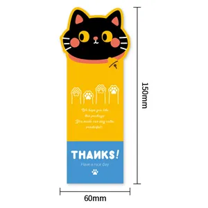 Cartoon-Aufkleber mit schwarzer Katze und Dankeschön-Text, Maße 150 mm x 60 mm groß
