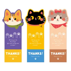 Nahaufnahme der niedlichen Cartoon Katze Illustration Dankeschön Aufkleber für Geschenkverpackung