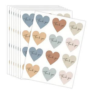 Pegatinas de agradecimiento corazón colores Morandi para sellado de cajas de regalo