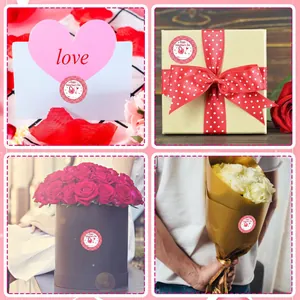 Adesivi decorativi Happy Valentine's Day su regali, biglietti e mazzi di fiori