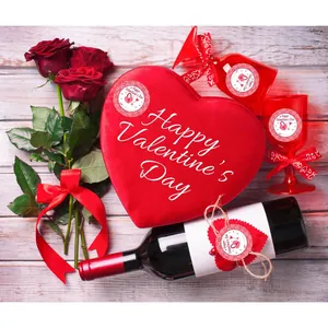 Adesivi a cuore di San Valentino su bottiglia e scatola regalo per decorazione
