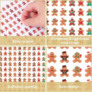 Detalle de 120 pegatinas navideñas de hombre de jengibre para scrapbooking y manualidades