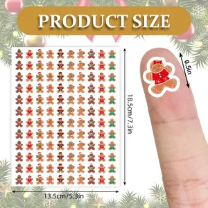 Guía de tallas detallada para lámina de pegatinas de hombre de jengibre de Navidad