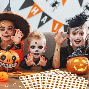 Packung mit 120 Mini-Kürbisaufklebern für Halloween-Gesichtstattoos und DIY-Bastelarbeiten