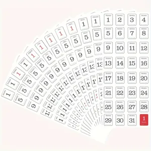 Fan display of 12 sheets including months and dates for undated planner stickers