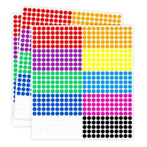Macro view of 10-color round dot coding labels for price tagging and organizing.