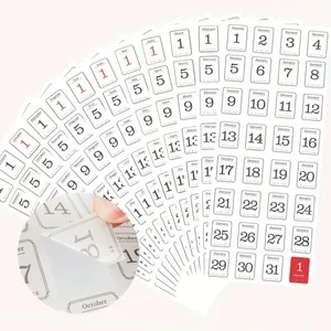 Detailed view showing 12-month date stickers for custom DIY journals and planners.
