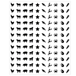 Mini schwarze Silhouetten Aufkleber für Hochzeitsmenüs und Party Dekorationen Set