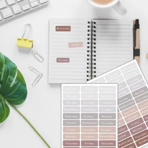 Nahaufnahme neutraler minimalistischer Wochenplaner-Sticker für das Scrapbooking