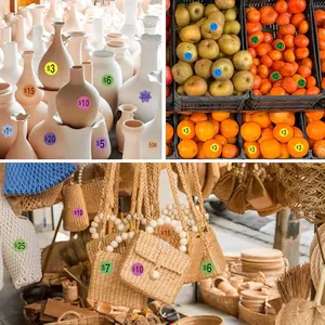 Bunte runde Preisaufkleber für Flohmärkte und Einzelhandel 80 Etiketten pro Blatt
