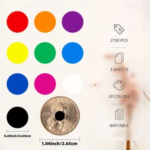 Premium set of 2750 colorful round dot stickers in 10 assorted colors for coding