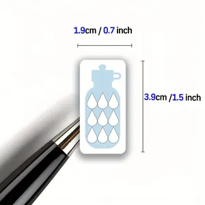 Detailed macro view of a water intake tracker planner sticker, size 1.9cm x 3.9cm