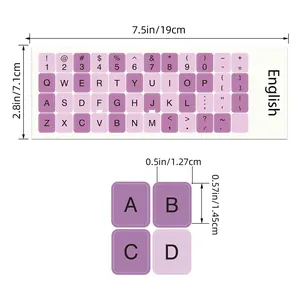Detailed dimensions of universal English keyboard stickers for laptop and desktop keys