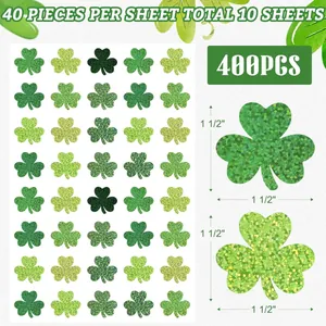 Set de 400 pegatinas de trébol para San Patricio, cada una con un tamaño de 1,5 pulgadas