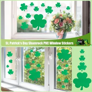 Pegatinas de PVC para ventanas con forma de trébol verde para decorar el Día de San Patricio.
