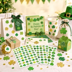 Pegatinas de trébol brillantes para San Patricio, decoración de fiestas y regalos.