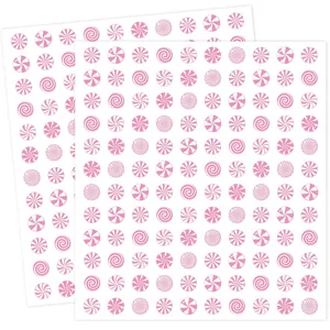 Mini Round Candy Swirl Stickers Synthetic Paper Adhesive Peppermint Pattern Seal Labels For Christmas Gift DIY Scrapbook
