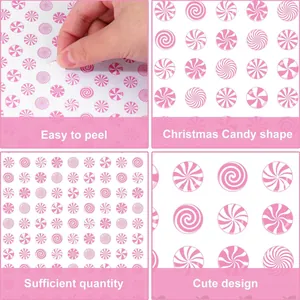 Set of pink peppermint candy swirl mini stickers for gift DIY decorations and scrapbooking
