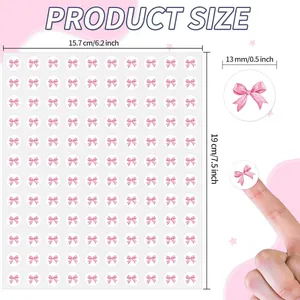 Maatspecificaties voor roze strikstickers met een duidelijke detailweergave van 13mm