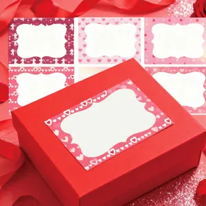 Decorative Valentine's Day blank name labels with heart patterns for gift packaging