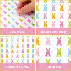 Vista detallada de pegatinas de conejitos de Pascua para planificadores y manualidades DIY.