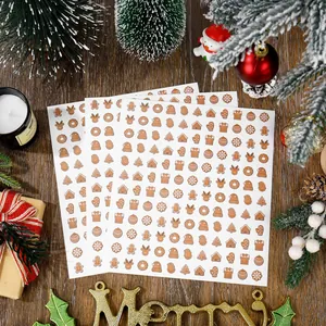 Set de 120 mini pegatinas navideñas de hombre de jengibre para proyectos de scrap