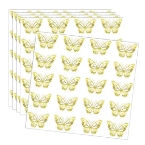 Set van 5 gouden vlinderstickers voor decoratieve doeleinden en cadeauverpakking