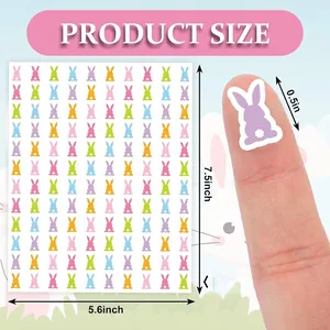 Tabla de tallas de pegatinas de conejitos de Pascua con medidas de 5,6x7,5 pulgadas