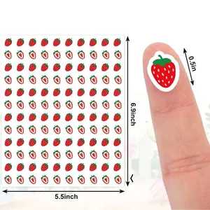Hoja de pegatinas de fresa 6,9x5,5 pulgadas con pequeños adhesivos de 0,5 pulgadas