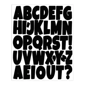 High-detail close-up of bold black alphabet sticker set for DIY crafts and cards