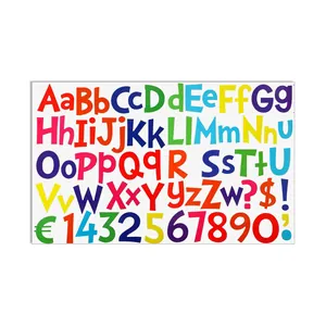 Detail showing colorful waterproof alphabet and number stickers for DIY card making