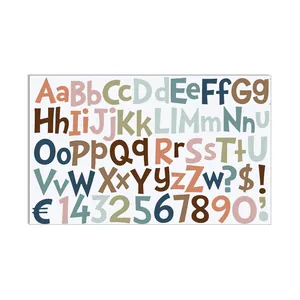 Detail of colorful waterproof alphabet and number DIY sticker set for gift decoration.