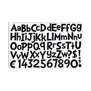 Detail view of black waterproof alphabet and number stickers for DIY gift card decoration
