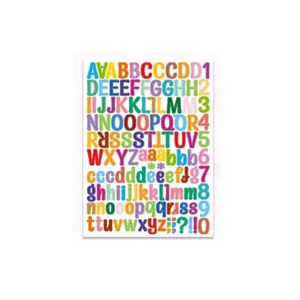 Colorful alphabet and number sticker sheet for personalized DIY gift cards and crafts