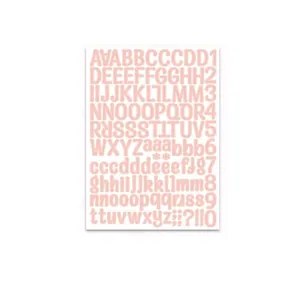 Decorative light pink bubble font alphabet and number sticker sheet for DIY gift crafts