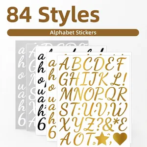 Alphabet Letter Number Sticker Set Gold Silver Waterproof DIY Scrapbooking Card Gift Craft Decor Adhesive Decal