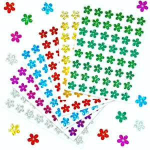 Laser Holographic Flower Stickers For Kids Reward Multi-color Glitter Floral Decals For School Classroom DIY Stationery