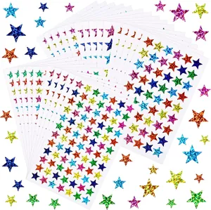 Holographic Star Stickers For Kids Reward Multicolor Glitter Pentagram Stickers Self Adhesive Decorative School Labels