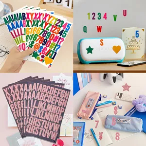Various colorful glitter alphabet and number stickers for DIY scrapbook decoration