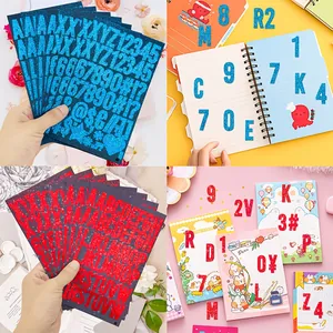 Glitter alphabet and number sticker sheets for creative DIY scrapbooking decoration