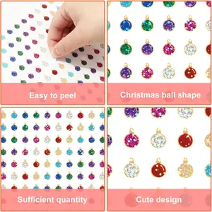 Close-up details of laser Christmas ball stickers for DIY scrapbooking crafts