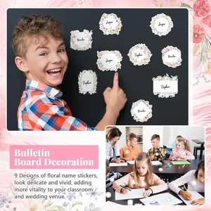 Mooie bloemen naamstickers voor het schoolprikbord en diverse klaslokaal decoraties