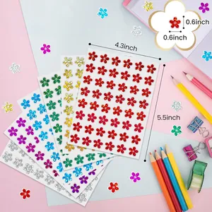 Holographic flower reward stickers detail with sheet and single size measurements
