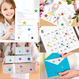 Holographic glitter star stickers used for school rewards, crafts, and gift wrapping