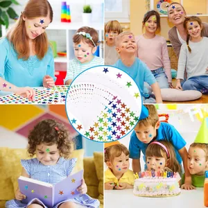 Vibrant holographic star stickers for kids reward charts and glitter party decoration