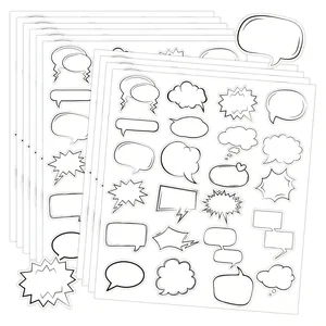 Multiple sheets of blank comic speech bubble stickers for planners and journals.