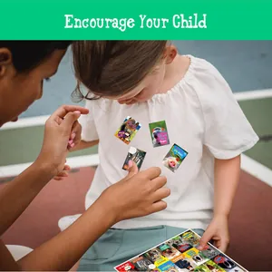 Funny animal motivational stickers being applied to a child's shirt for encouragement